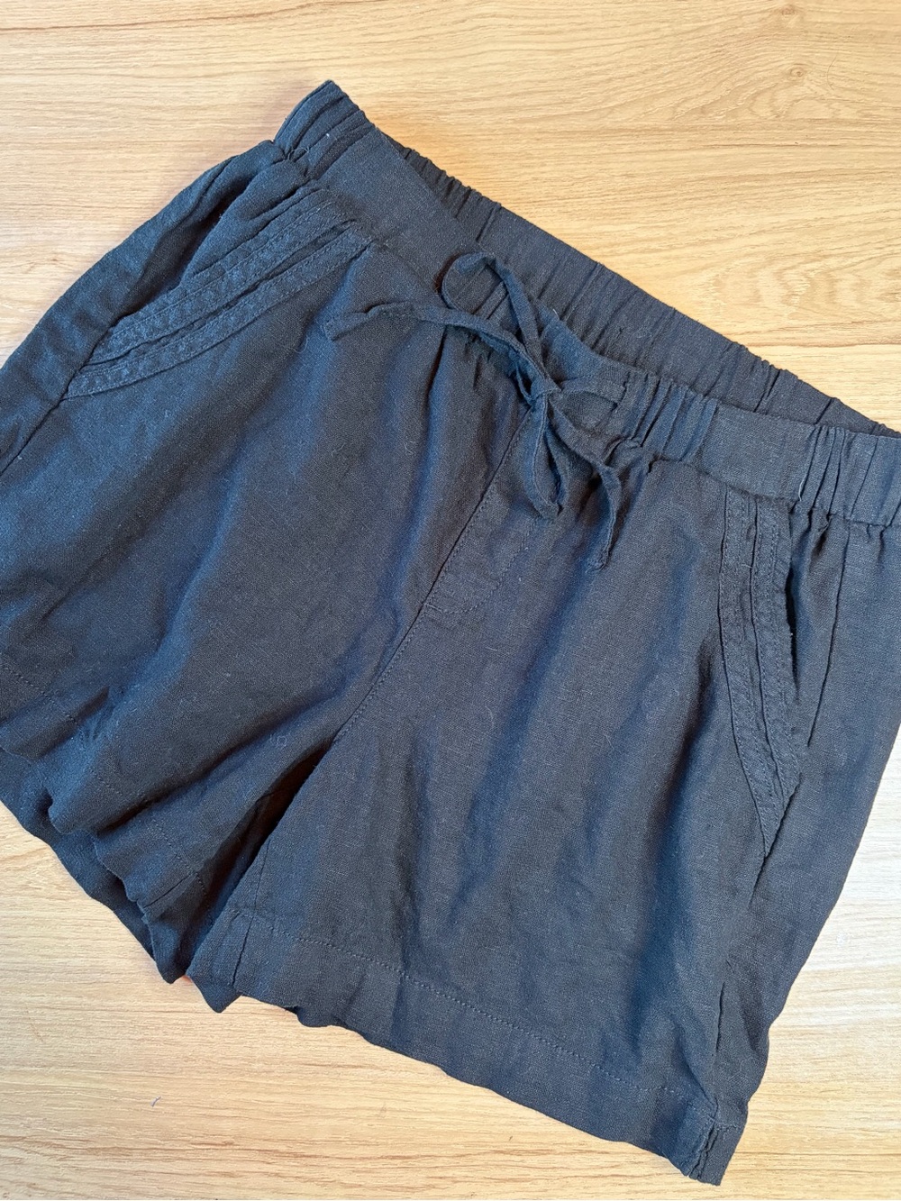 Briggs Black Linen Blend Drawstring Pull On Shorts Size Small Summer Casual